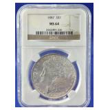 1887 Morgan Dollar NGC MS 64