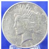 1922-S Peace Dollar AU+