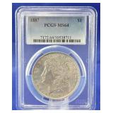 1887 Morgan Dollar PCGS MS 64