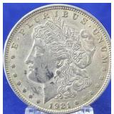 1921 Morgan Dollar AU+