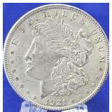 1921 Morgan Dollar AU+