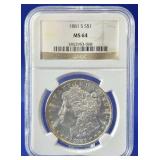 1881-S Morgan Dollar NGC MS 64