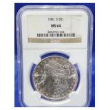 1881-S Morgan Dollar NGC MS 64