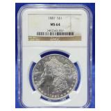 1887 Morgan Dollar NGC MS 64