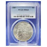 1887 Morgan Dollar PCGS MS 64