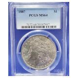 1887 Morgan Dollar PCGS MS 64