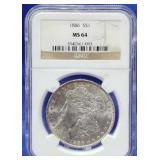 1886 Morgan Dollar NGC MS 64