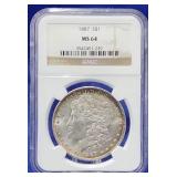 1887 Morgan Dollar NGC MS 64