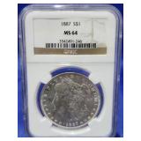 1887 Morgan Dollar NGC MS 64