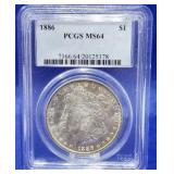 1886 Morgan Dollar PCGS MS 64