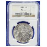 1884-O Morgan Dollar NGC MS 64