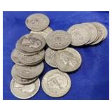 $5 (20) Washington Silver Quarters 1932-1964