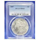 1887 Morgan Dollar PCGS MS 64