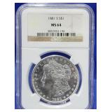 1881-S Morgan Dollar NGC MS 64