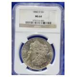 1884-O Morgan Dollar NGC MS 64