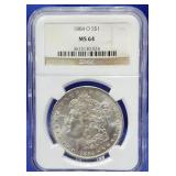 1884-O Morgan Dollar NGC MS 64