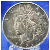 1922 Peace Dollar AU Toned
