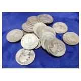 $5 (20) Washington Silver Quarters 1932-1964