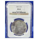 1884-O Morgan Dollar NGC MS 64