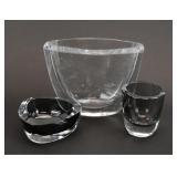Lot of 3 contemporary thick Art Glass glass   bowl