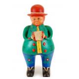 Large colourful pottery accordion player   measuri