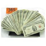 One Hundred 1928, 1953, and 1963 $2.00 Red  Seal U
