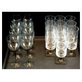 Lot of 8 tinted grey wine stems together with   10