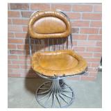 MCM Chrome Swivel Chair  *One Button is Ripped*