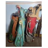 3 Golf Bags W/ Clubs Spalding Hogan Lynx Titleist