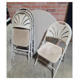 40" Round Card Table W/ 4 Matching Chairs