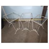 Metal Nesting Table Set Stacking Glass Top