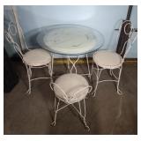 Outdoor Patio Table & Chair Set Rod Iron Glass