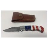 NEW Damascus Steel Handmade Patriot Pocket Knife