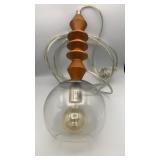 MCM Style Teak Geometric Pendant Light TESTED