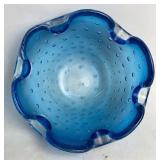 Murano Blown Glass Controlled Bubble Ashtray 5in