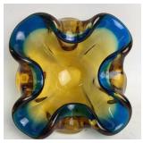 Murano Blown Art Glass Ashtray Bowl 6in