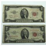 Circulated  1953 1953C Red Seal $2 Bills