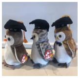 TY BEANIE BABY GRADUATION OWLS 98 WISE, 99