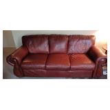 Leather sofa Cushions are attached 82" L X 36" D