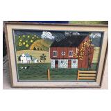 Folk Art Painted Wood 37.5" x 26" Artist Degroot