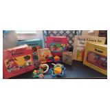 Vintage baby toys Books Blue milk crate