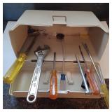 Plastic file box with tool contents