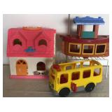 FISHER PRICE PLAY SETS DOLL HOUSE SCHOOL BUS