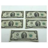 Circulated $2 Bills 1976 Green Seal Serial