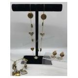 Silver Gold Tone Necklace Bracelet Earring Set
