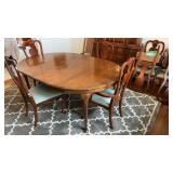 Dinning Table w 3 Leafs, 10 Chairs
