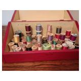 Spools of Thread in Painted Wooden Box