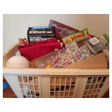 Laundry Basket of Assorted Crafting Supplies