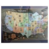 Framed State Series Quarters Map 23x29