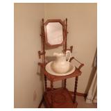 Vintage Wash Stand w Basin and Pitcher 53x21x17